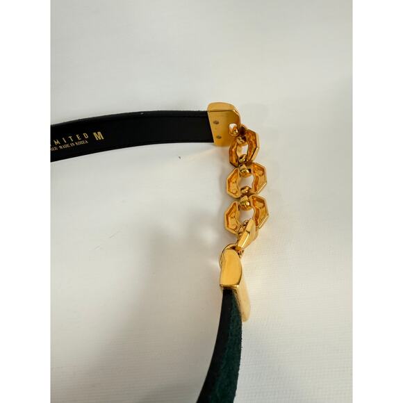 The Limited Women’s Green Leather Suede Gold Tone Chain Accent Belt Sz Medium - Picture 4 of 7